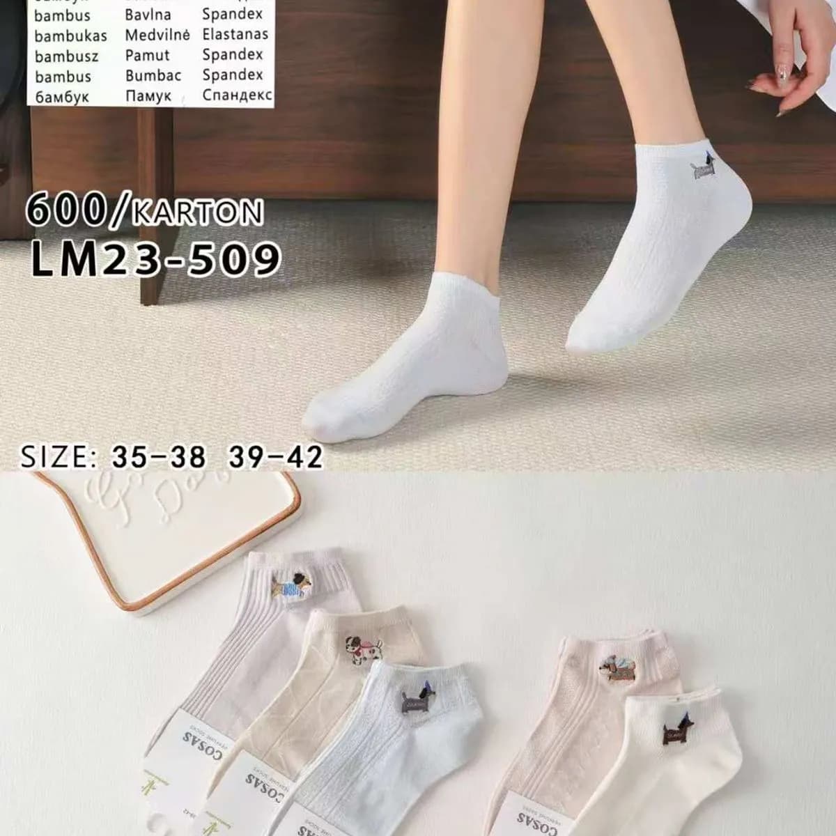 Skarpetki damskie COSASAS z bambusem i psem, roz. 35-42