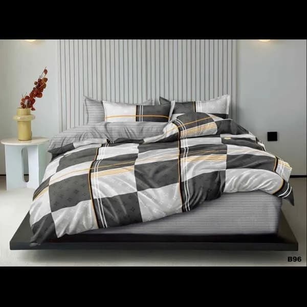 Komplet Pościel 4CZ 160/200 Szaro-Czarno-Złoty