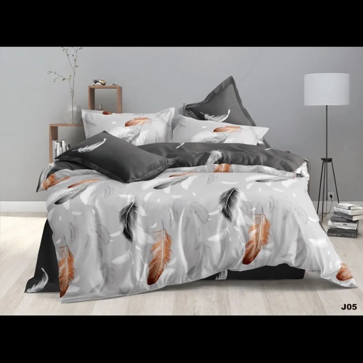 Komplet Pościel 4CZ 200/220 z motywem piór