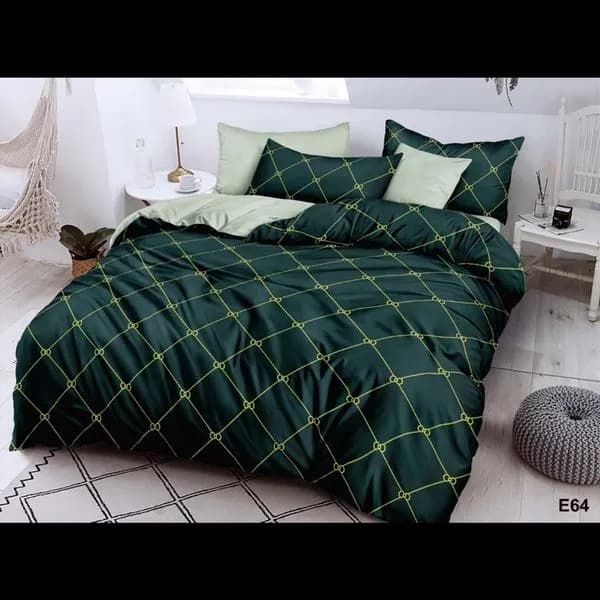 Komplet Pościel 4CZ 160/200 E54 Zielony w Kratę