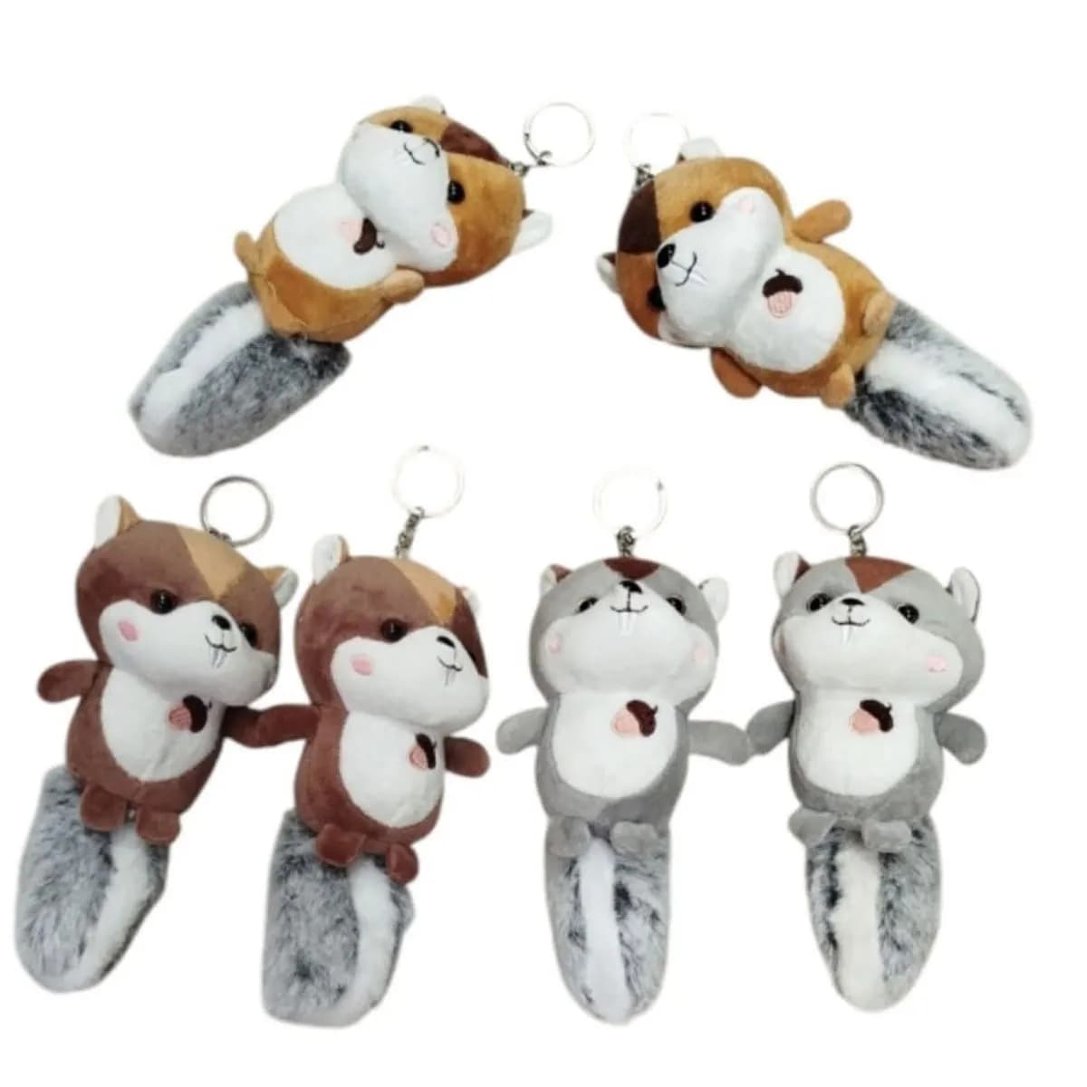 Brelok do Kluczy Pluszowa Wiewiórka z Puszystym Ogonem 12szt