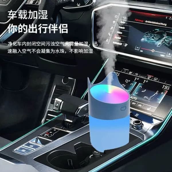 Nawilżacz z Lampą RGB Samochodowy USB, Niebieski