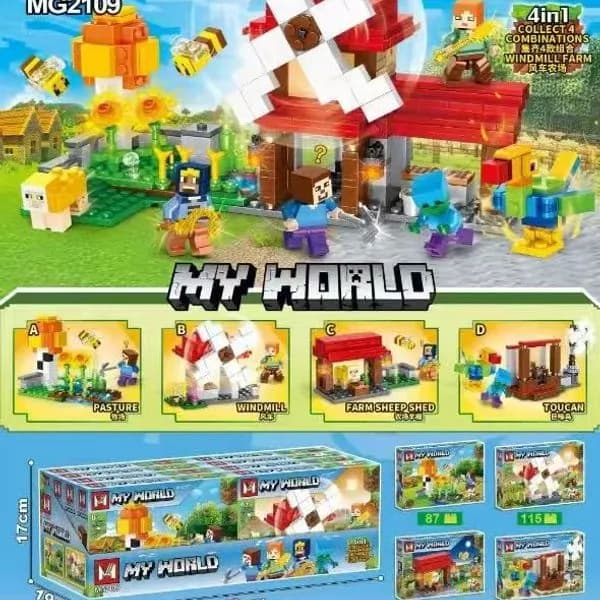 Klocki My World MG2109 Farma i Wiatrak 8 szt. Zestaw konstrukcyjny