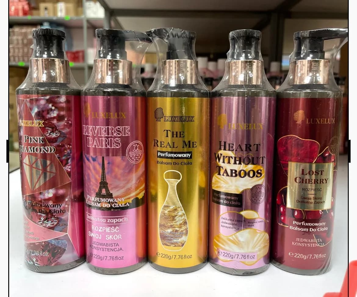 Perfumowany balsam do ciała LUXELUX 220g z pompką - mix zapachów