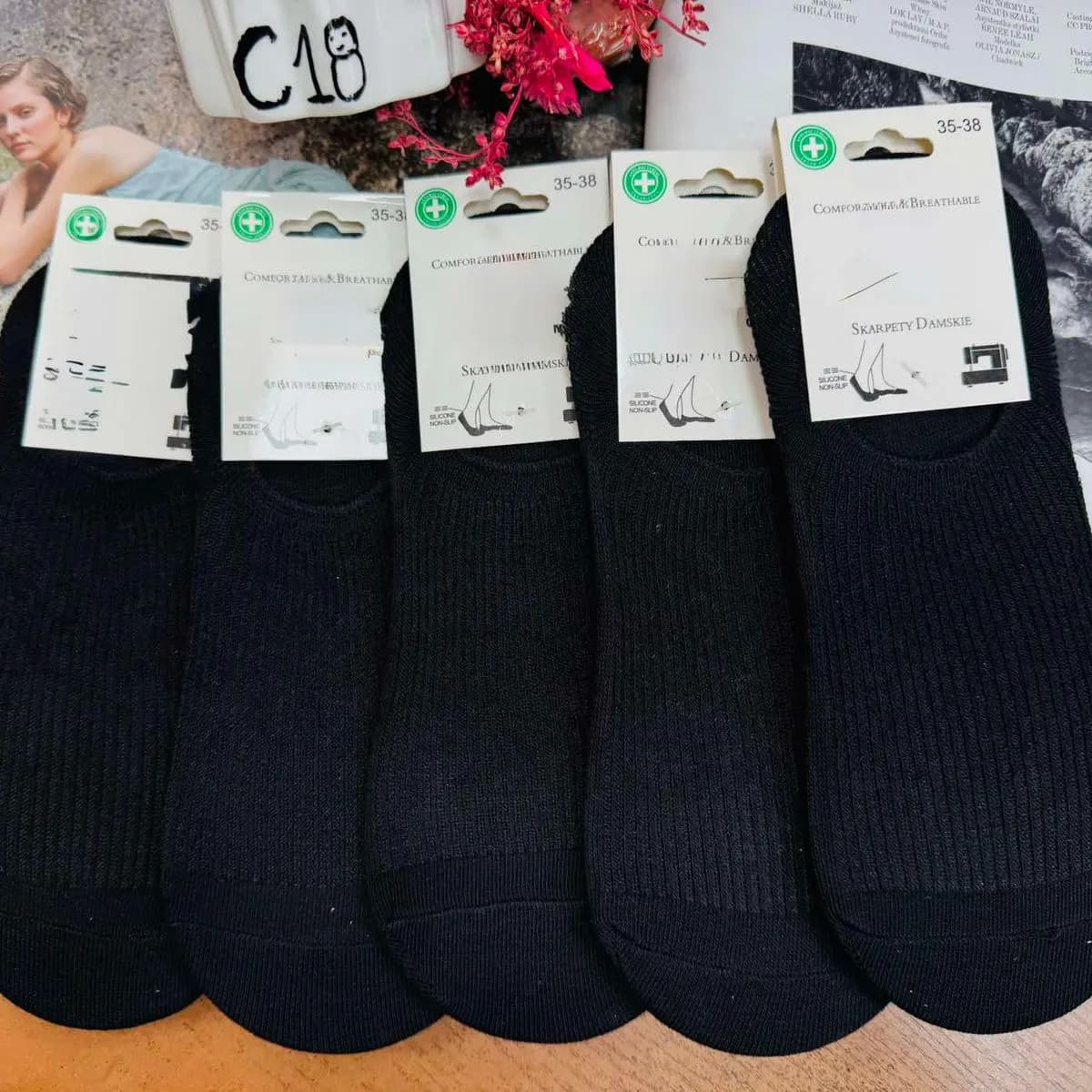 Skarpetki damskie stopki czarne 35-39