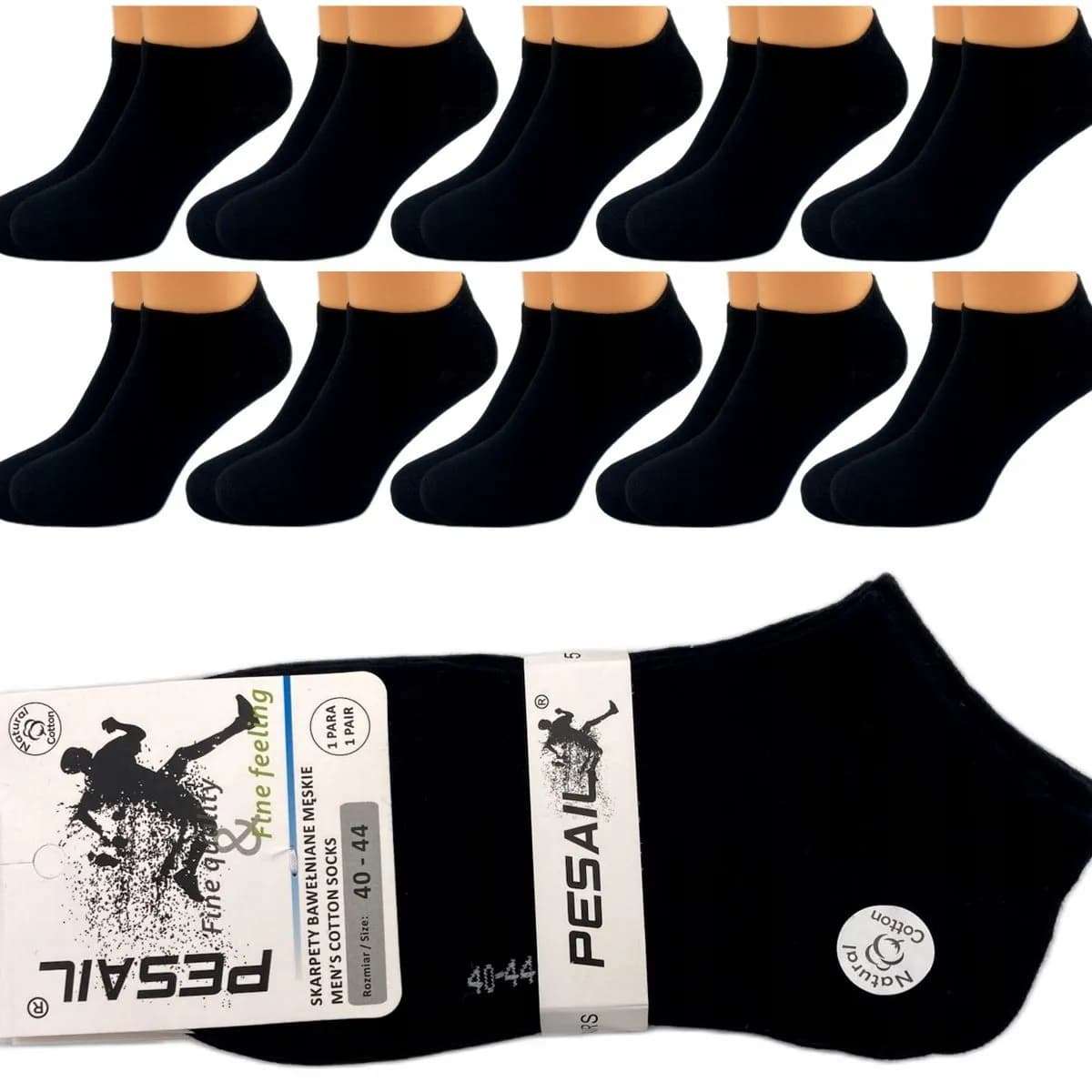 Skarpetki damskie czarne PESAIL 40-44, 10 szt