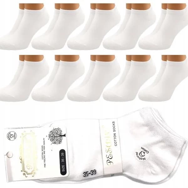 Skarpetki damskie bawełniane białe stopki 35-39, 40 szt