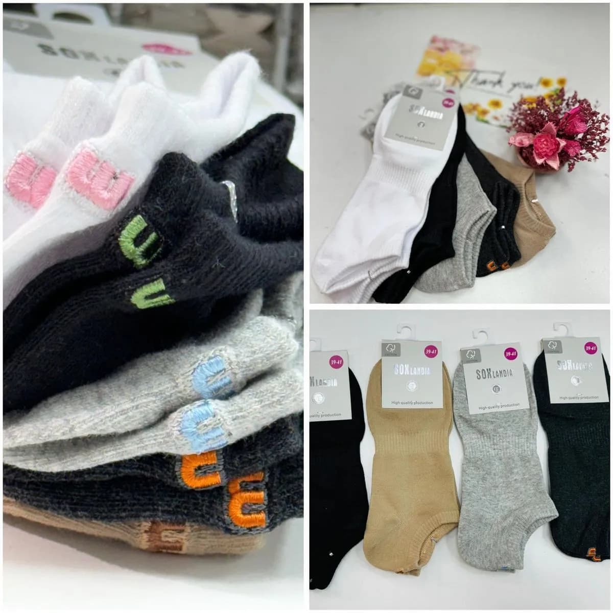 Skarpetki damskie stopki różne kolory z logo W