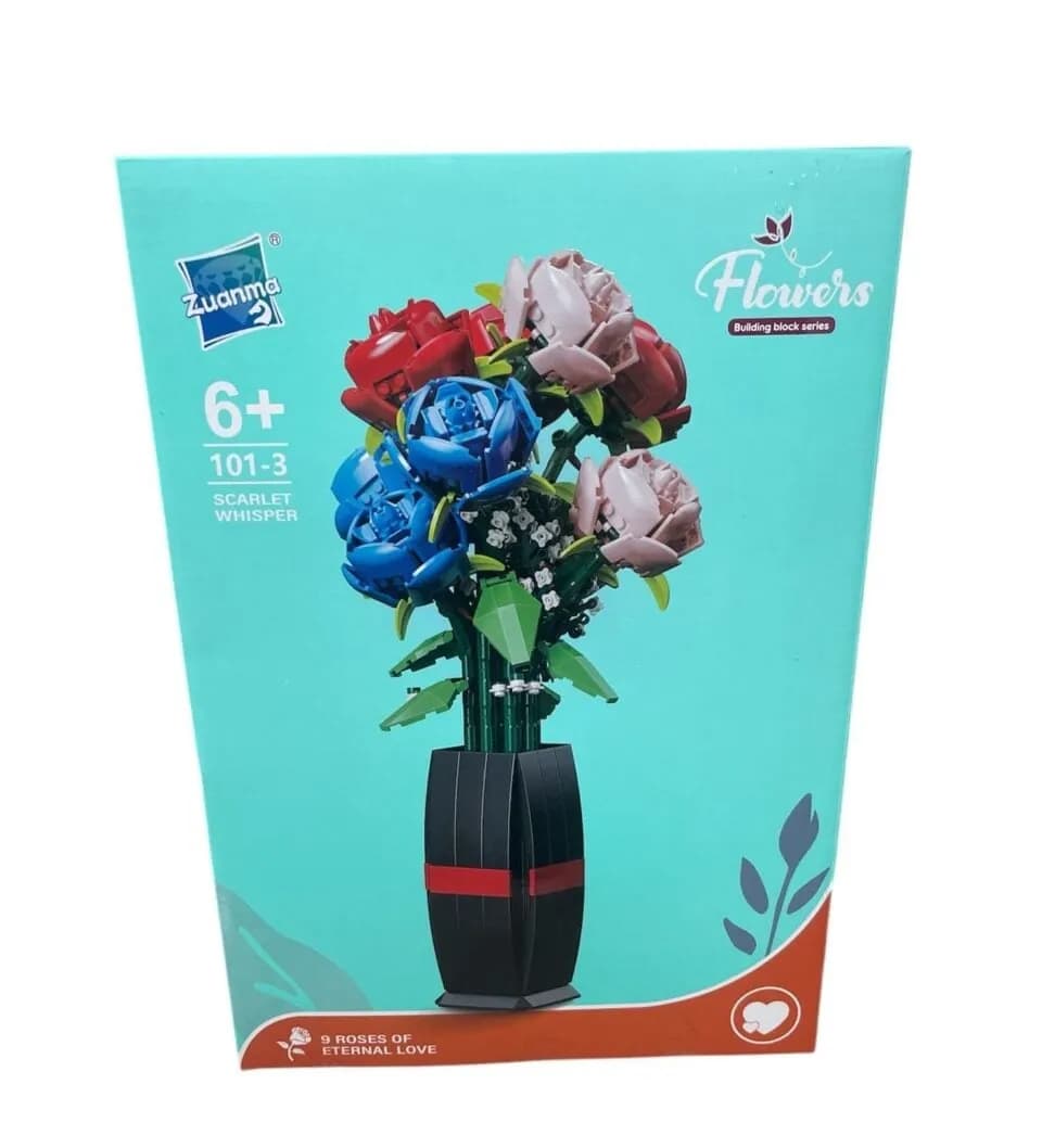 Klocki Kwiaty Zuanma 754PCS - Bukiet 9 Róż w Wazonie