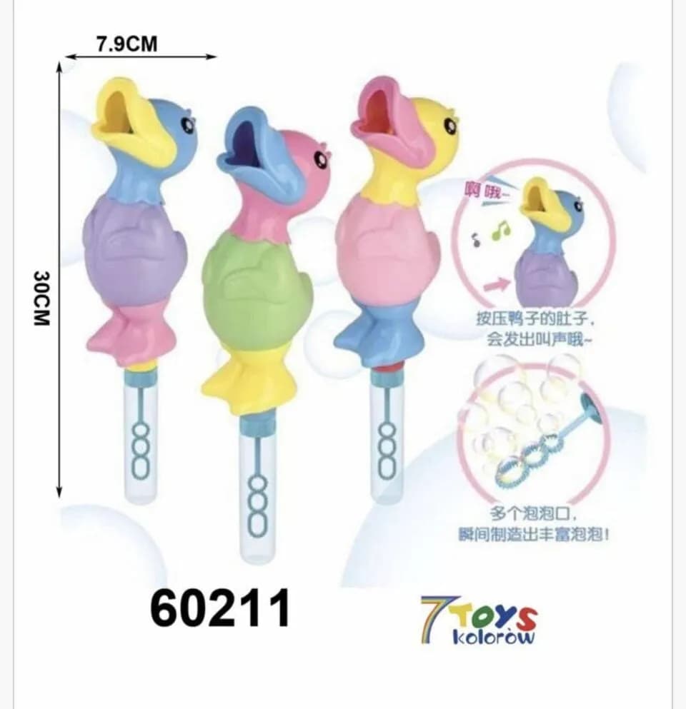Bańki Mydlane Bubble Kaczka 30cm z Dźwiękiem Mix Kolorów