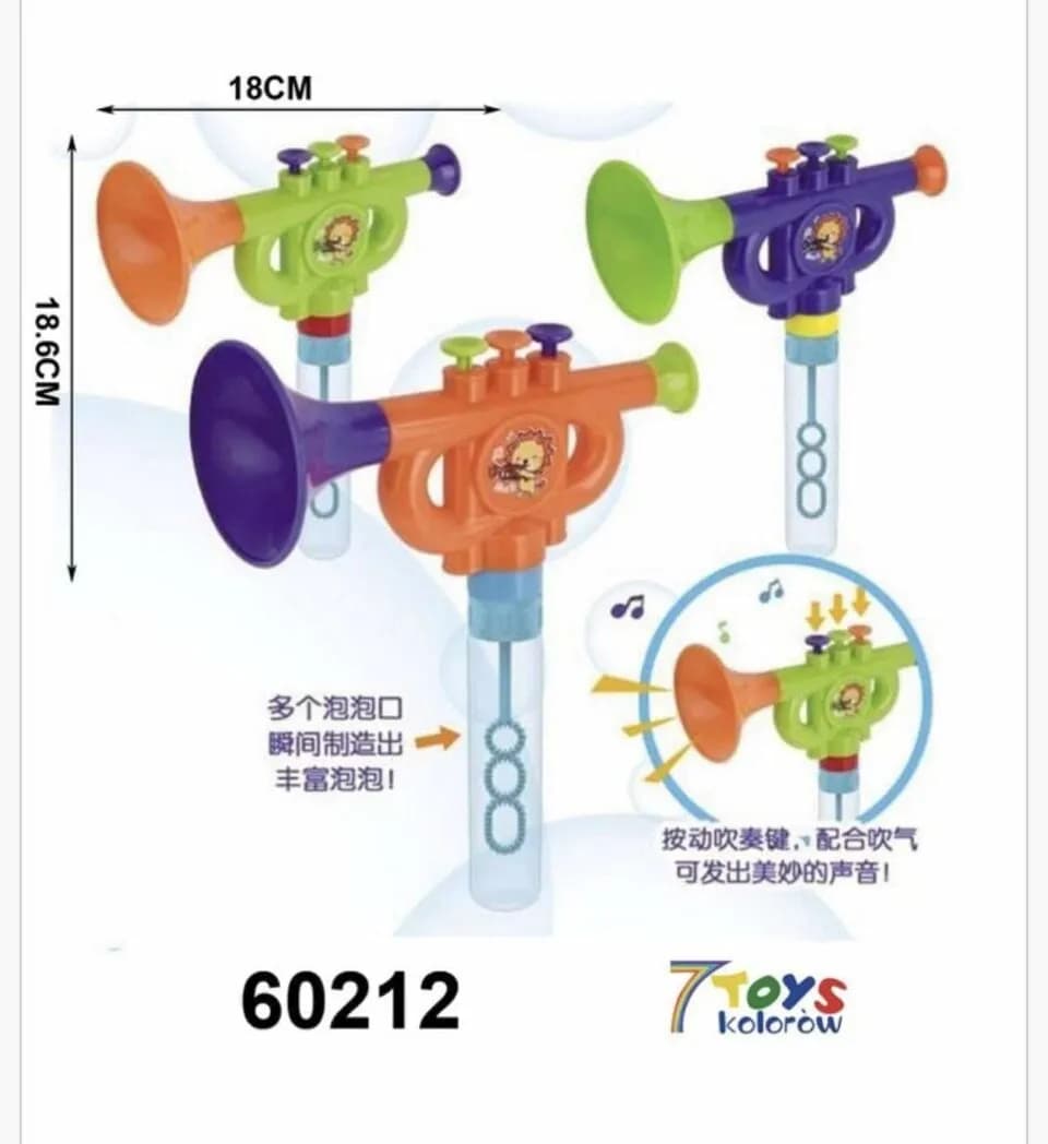 Bańki Mydlane Bubble Trąbka z Dźwiękiem 18x18,6cm Mix Kolorów