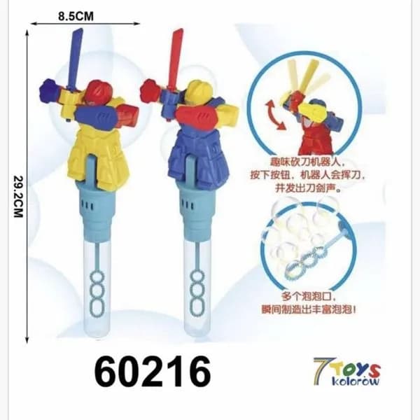 Bańki Mydlane Bubble Miecz Robot 29,2cm 12szt Mix