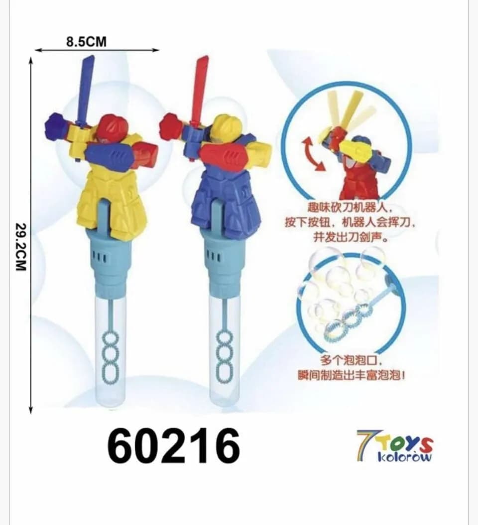 Bańki Mydlane Bubble Miecz Robot 29,2cm 12szt Mix