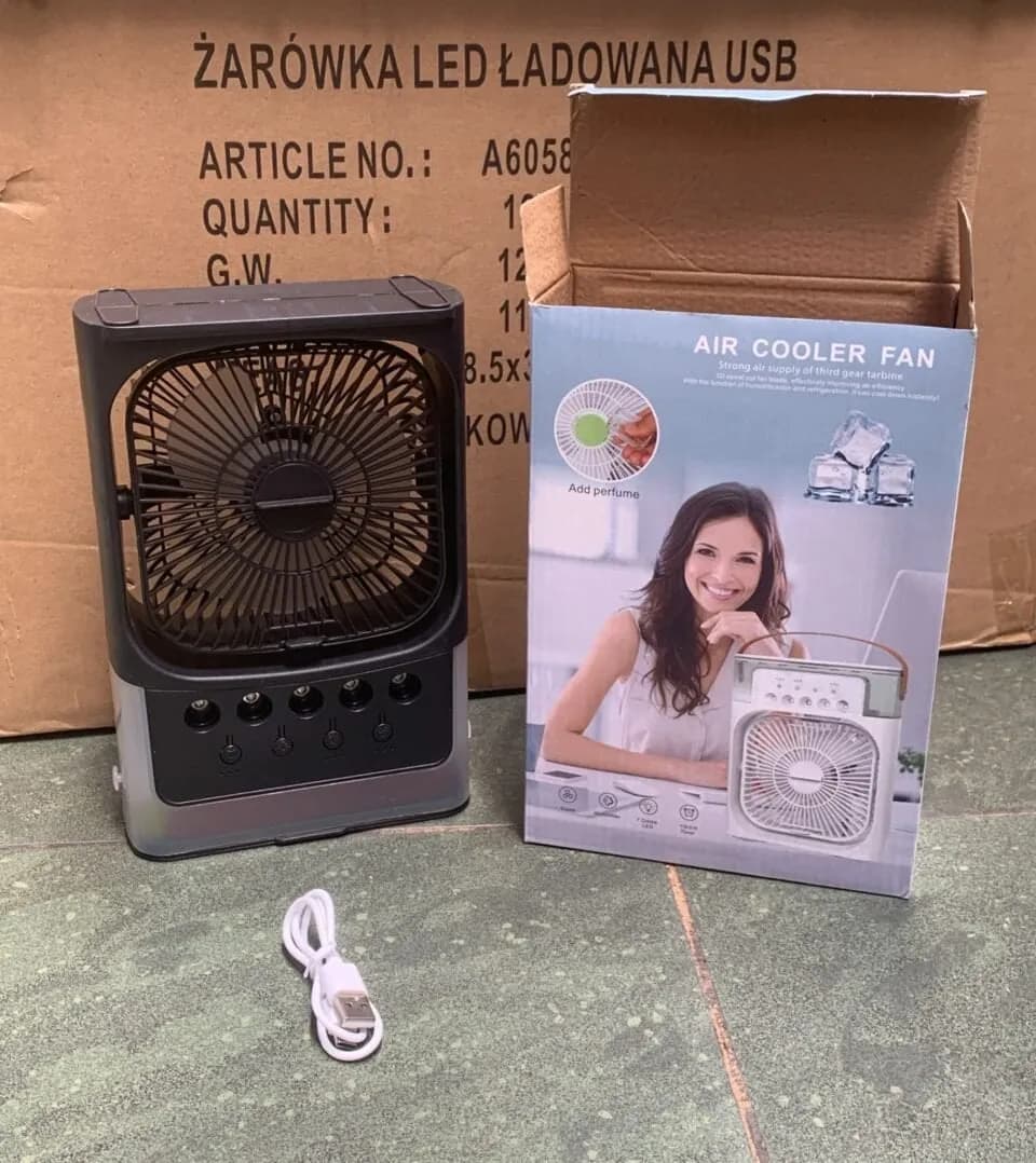 Wentylator Parowy Klimatyzator Przenośny USB 3 Biegi LED