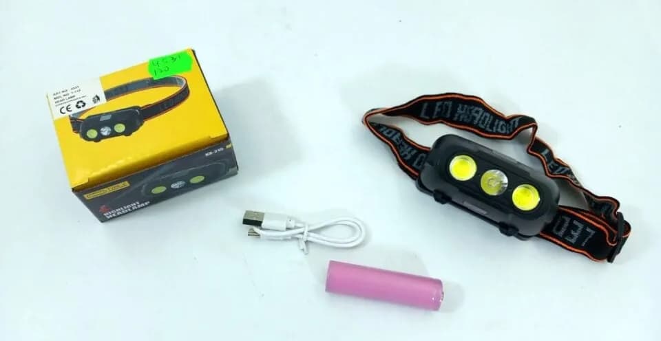 Latarka Czołowa LED 3 Diody USB Akumulatorowa T-119