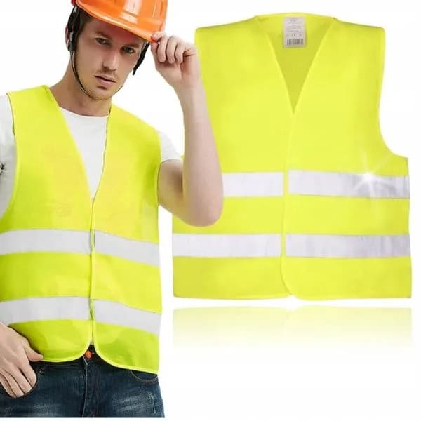 Kamizelka odblaskowa ostrzegawcza żółta z pasami - 24 szt.