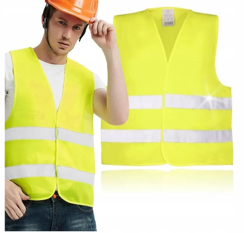 Kamizelka odblaskowa ostrzegawcza żółta z pasami - 24 szt.