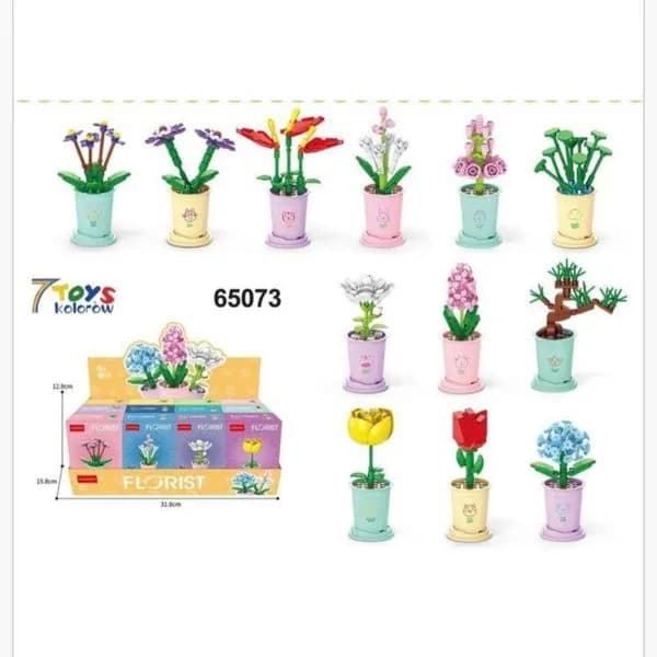 Klocki Florist 7 TOYS Kwiaty w Doniczkach 12 szt. Mix Wzorów