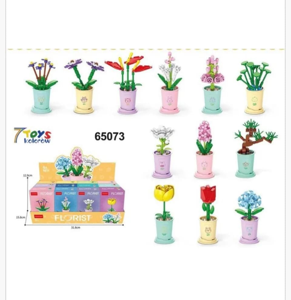 Klocki Florist 7 TOYS Kwiaty w Doniczkach 12 szt. Mix Wzorów