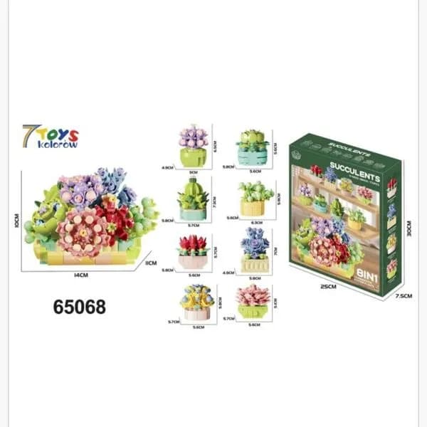 Klocki Kwitay Succulents 8w1 Zestaw Kwiaty 770 el. 7 TOYS