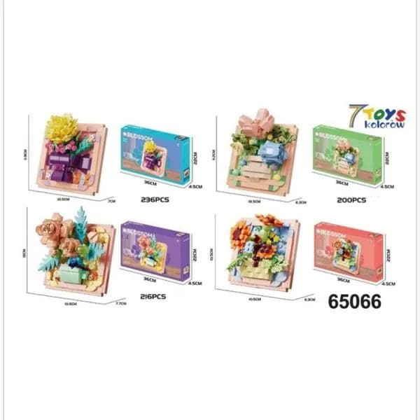 Klocki Kwiaty Blossom Obrazy 3D Zestaw Konstrukcyjny 6 szt.