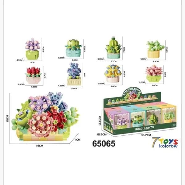 Klocki Kwiaty Sukulenty 8 szt. - Zestaw Kolekcjonerski 7 TOYS