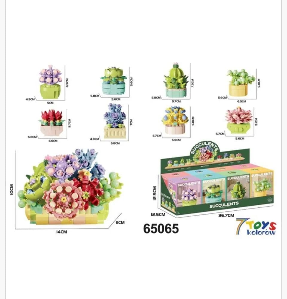 Klocki Kwiaty Sukulenty 8 szt. - Zestaw Kolekcjonerski 7 TOYS