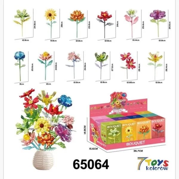 Klocki Kwiaty Bouquet 12 szt. Mix Wzorów 7 Toys Kolorów