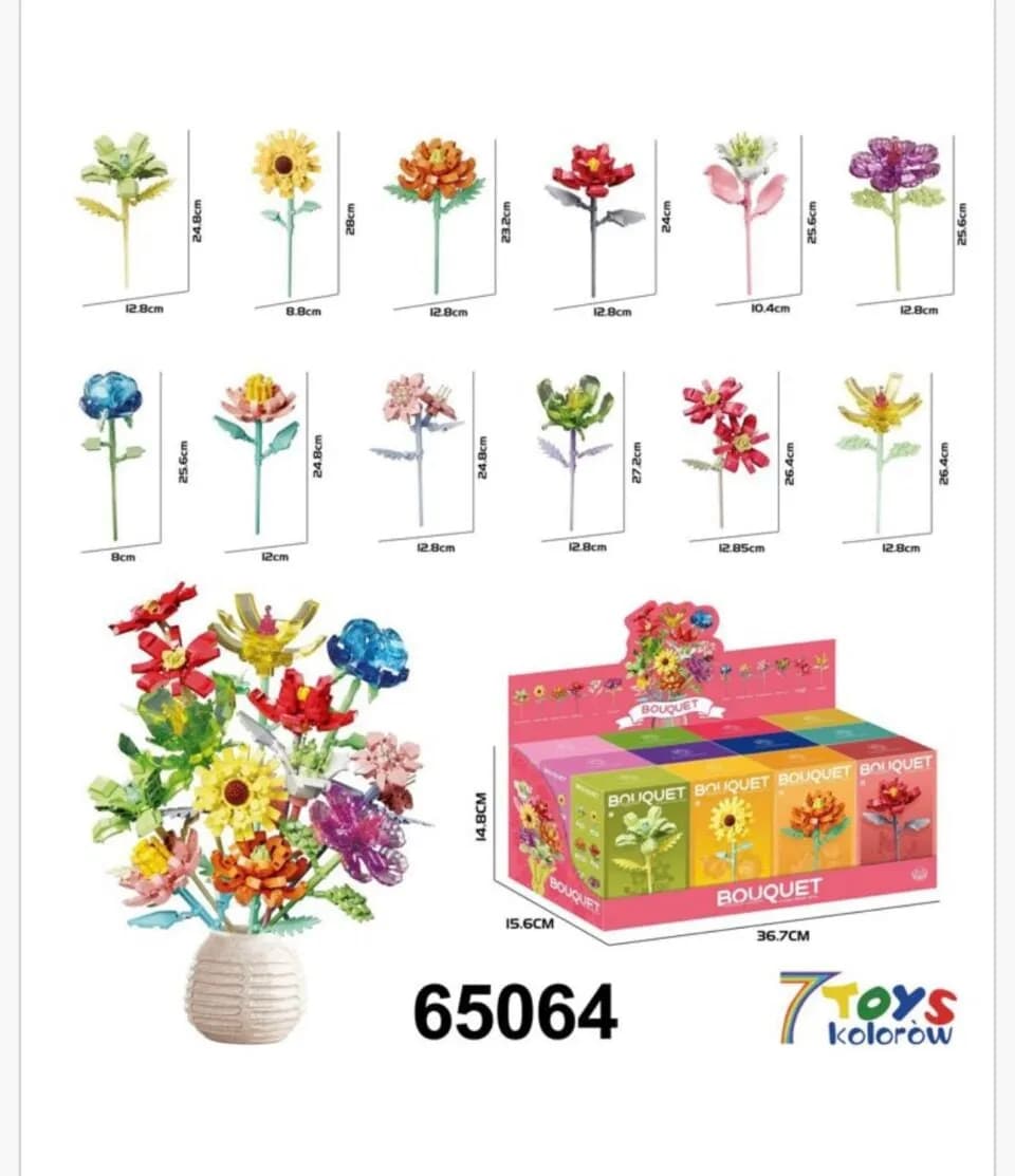 Klocki Kwiaty Bouquet 12 szt. Mix Wzorów 7 Toys Kolorów