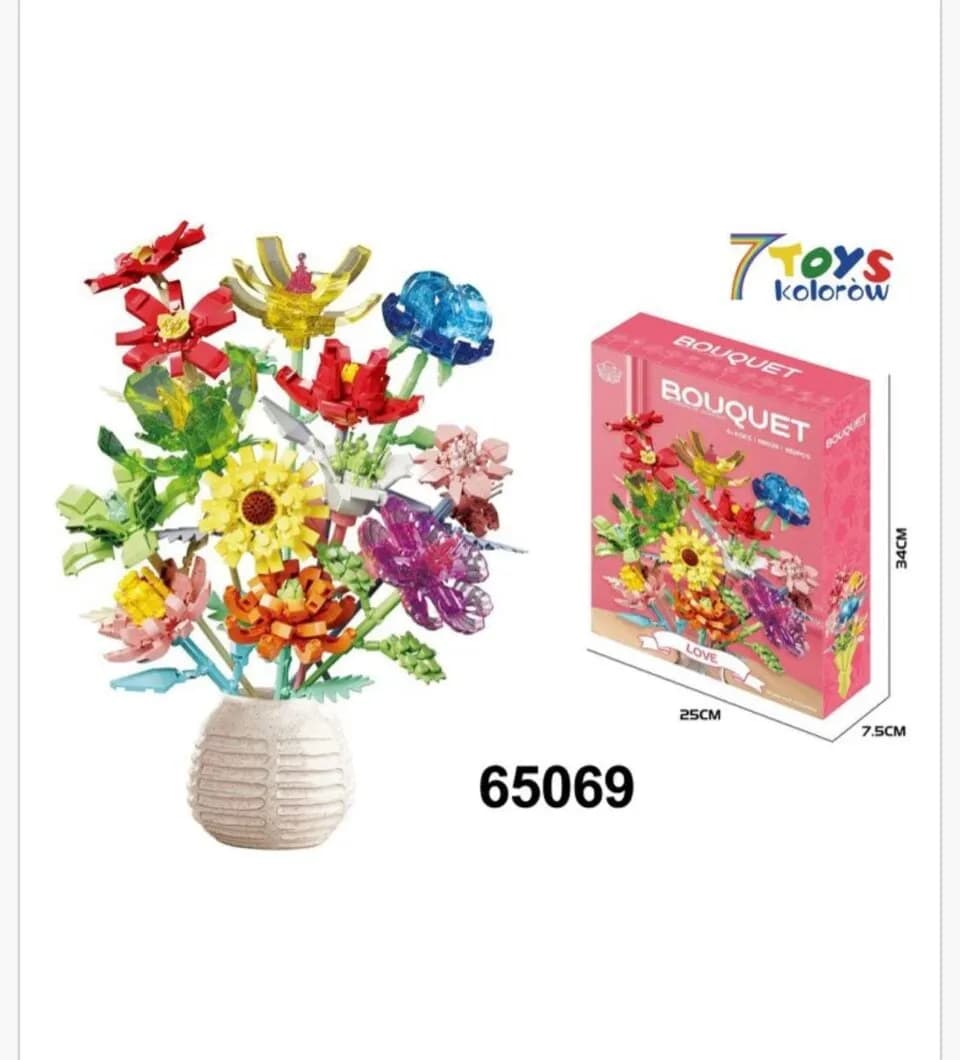 Klocki Kwiaty Bouquet Zestaw Konstrukcyjny 25x34cm 7 Toys