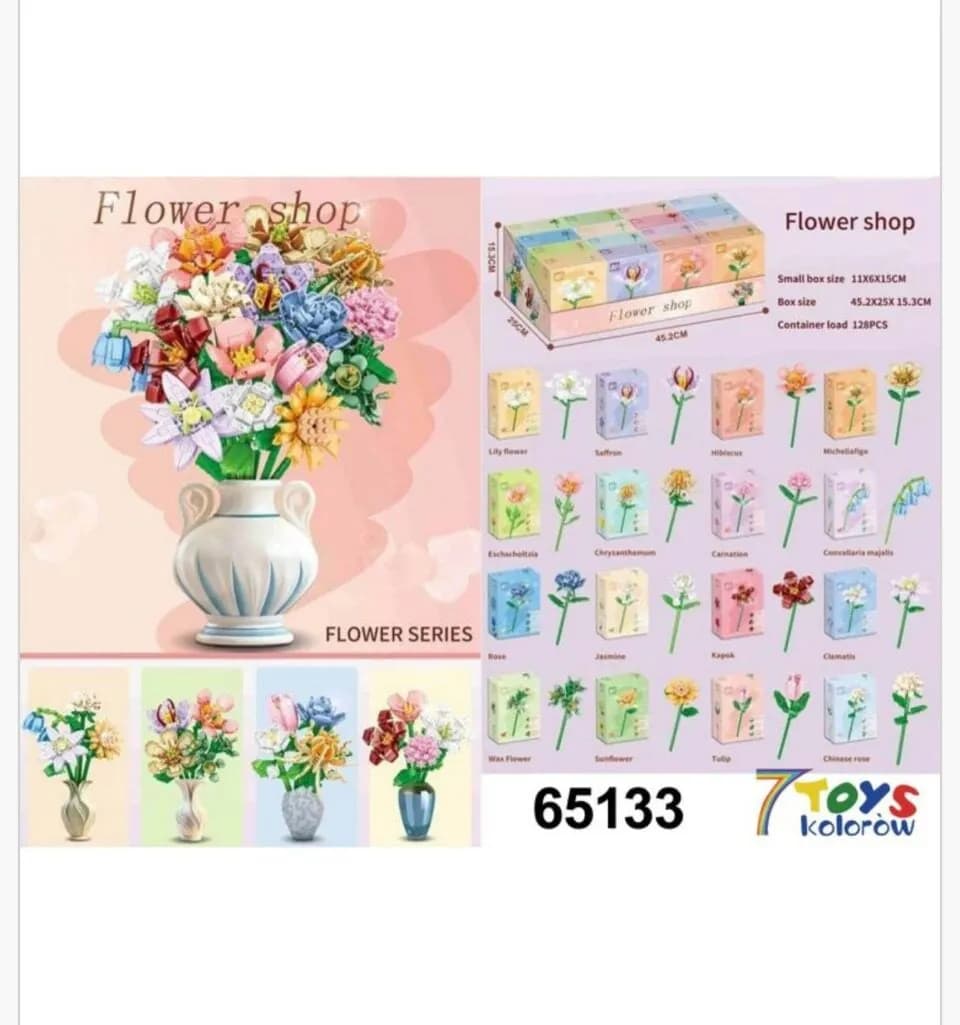 Klocki Kwiaty Flower Shop 16 szt. Zestaw Rośliny 7 TOYS 65133