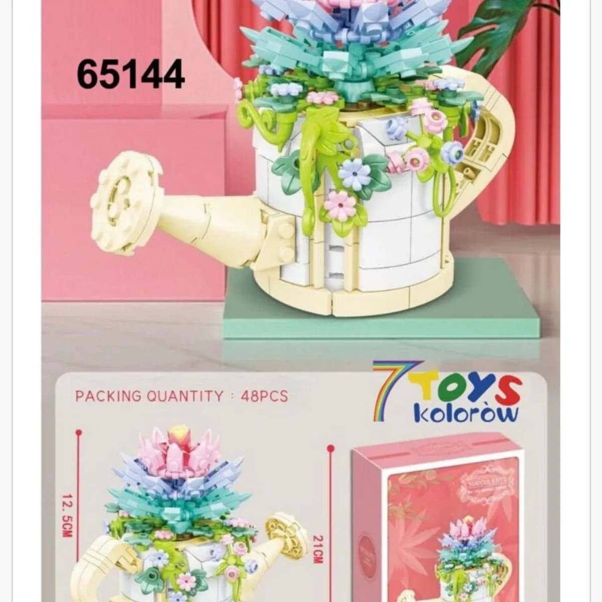 Klocki Kwiaty Konewka z Sukulentami 65144, 16cm