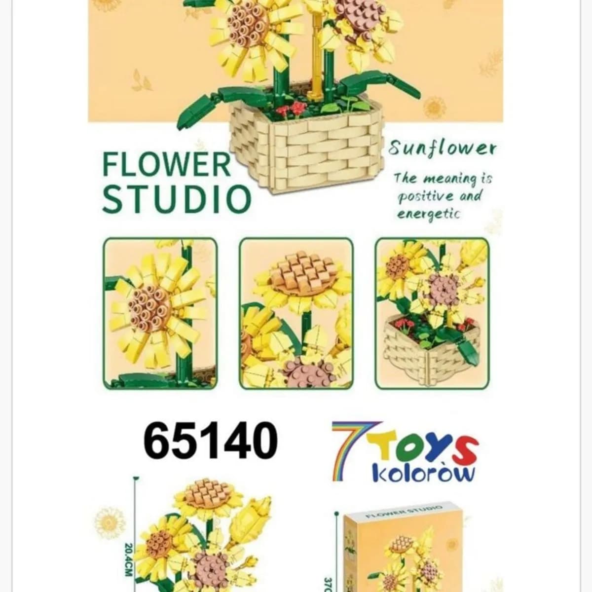 Klocki Kwiaty Flower Studio Słoneczniki w Koszyku 20cm