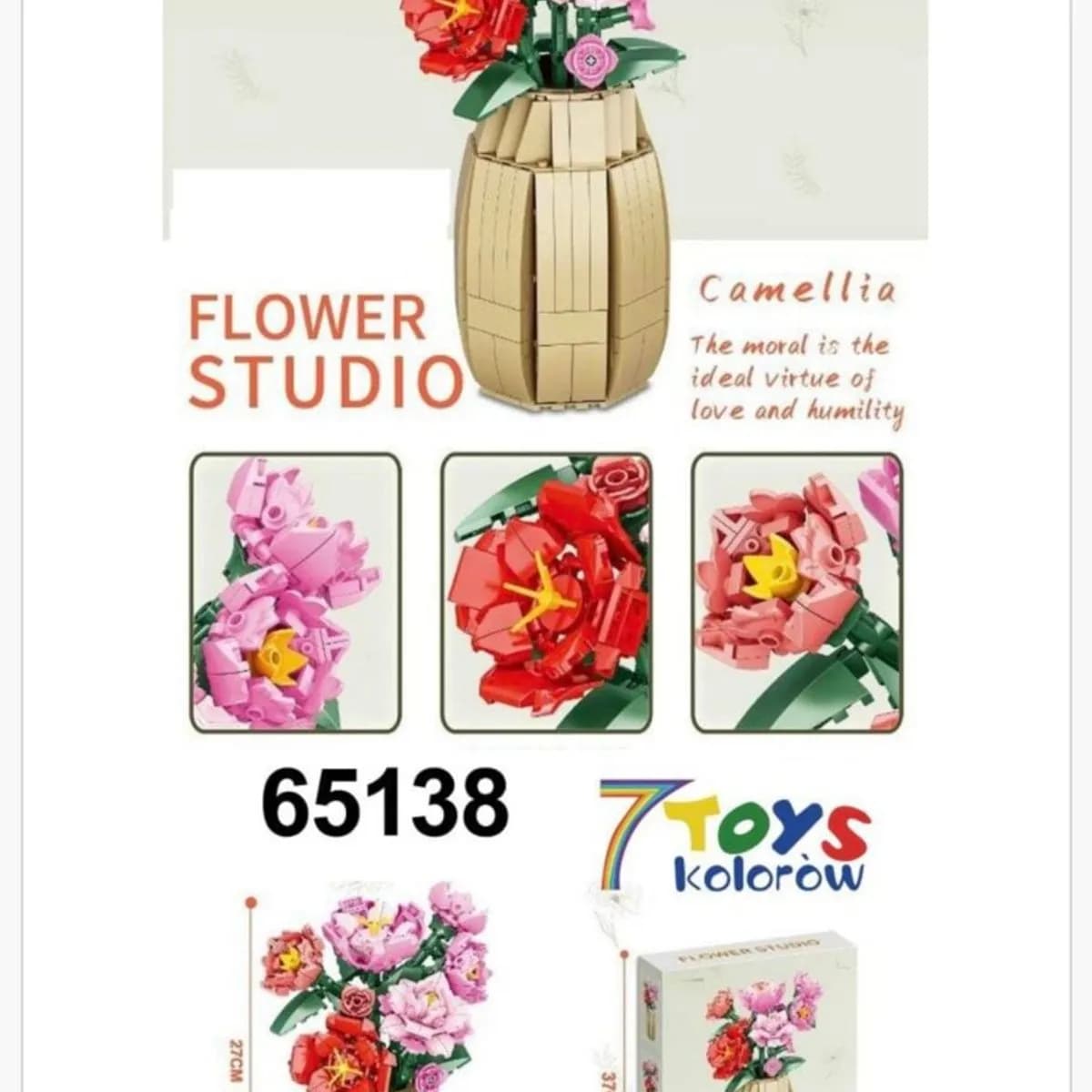 Klocki Kwiaty Flower Studio Kamelia z Wazonem 27cm