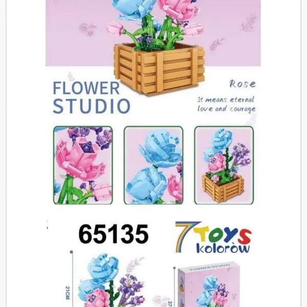 Klocki Kwiaty Flower Studio Róże w Doniczce 21cm 65135