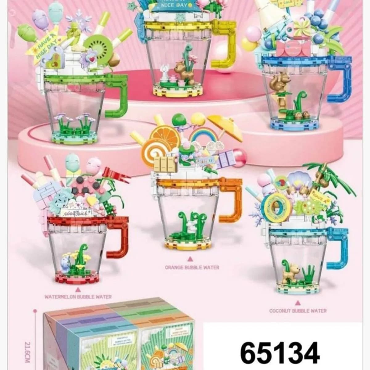 Klocki Bubble Water - Zestaw 6 szt. Owocowe Napoje w Kubkach