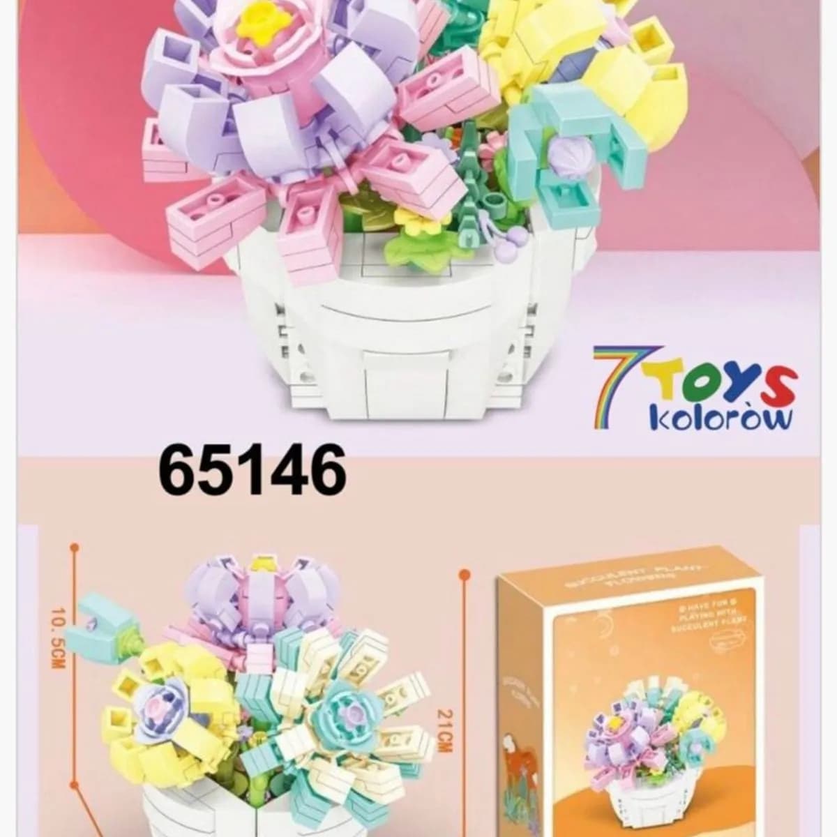 Klocki Kwiaty Bukiet Sukulenty w Doniczce 21cm 253el. 7 TOYS