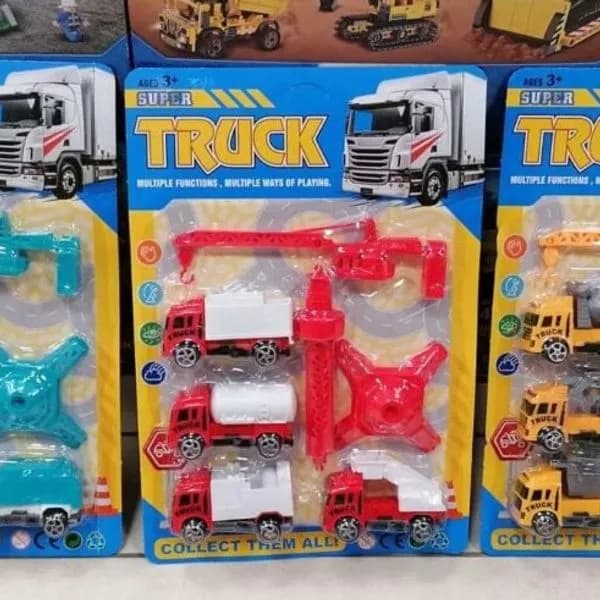 Zestaw Auto Truck - 4 Autka i Dźwig, Mix Kolorów, 12 szt