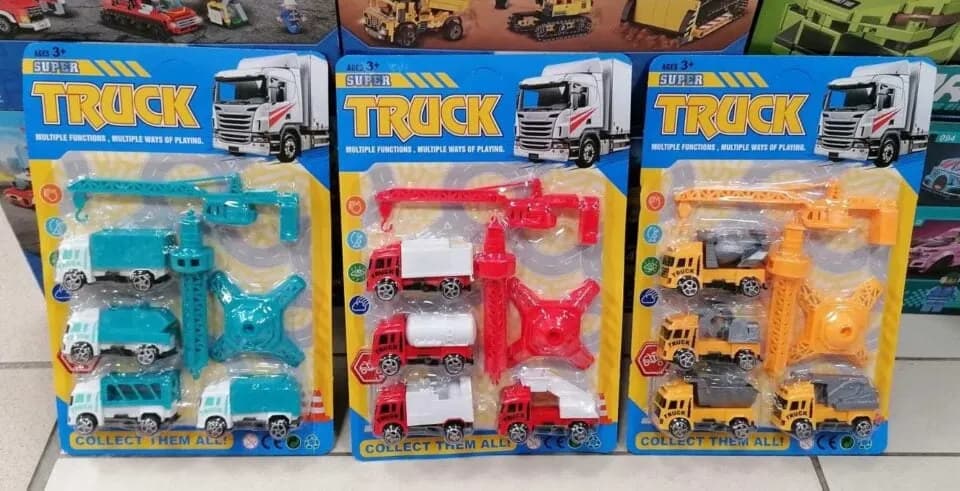 Zestaw Auto Truck - 4 Autka i Dźwig, Mix Kolorów, 12 szt