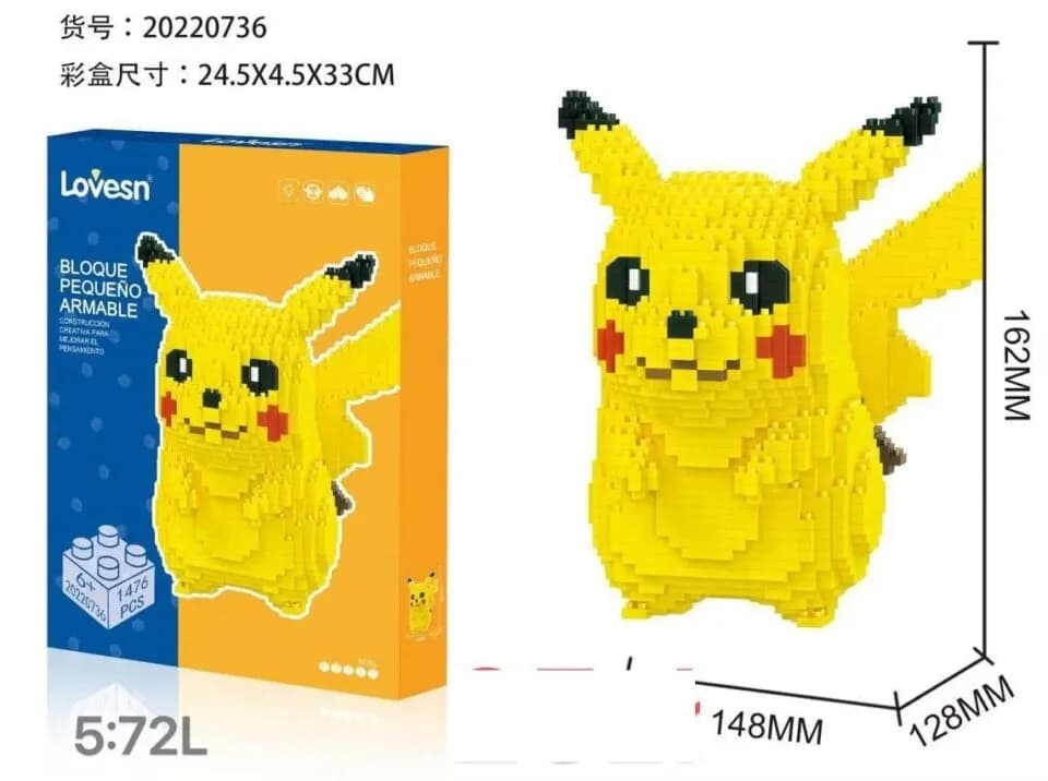 Klocki Pikachu Lovesn 1476 el. Mikro klocki konstrukcyjne 16cm