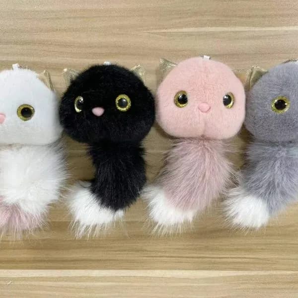 Maskotka Brelok Kotek z Puszystym Ogonem, Mix Kolorów 12 szt.