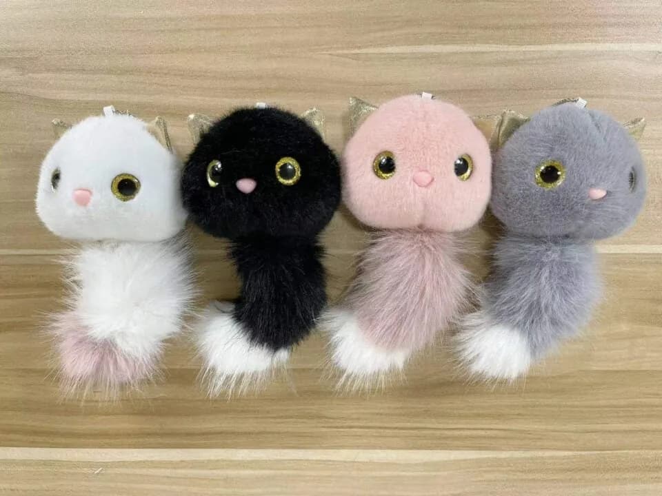 Maskotka Brelok Kotek z Puszystym Ogonem, Mix Kolorów 12 szt.