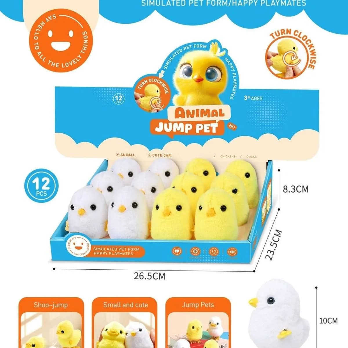 Zabawki Jump Pet - skaczące kurczaki, 12 szt, 8,3x23,3x26 cm