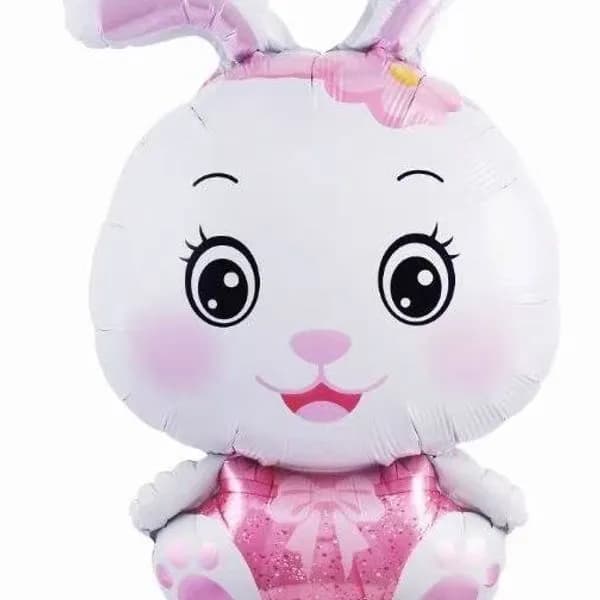 Balon foliowy Wielkanocny Królik Różowy 19x46,5 cm