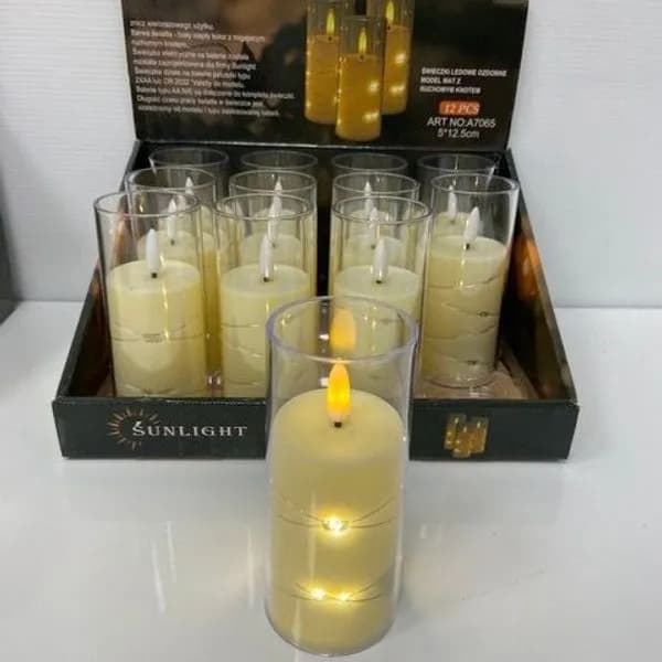 Świeca LED Sunlight 5x12,5cm z ruchomym knotem 12 szt.