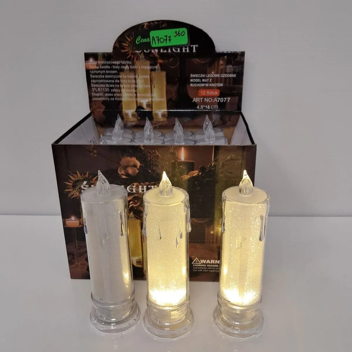 Świeca LED 4,5x16cm Sunlight ruchomy knot - 24 szt.