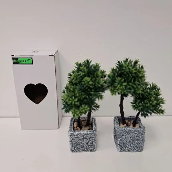Krzew Ozdobny Sztuczna Roślina w Szarej Doniczce, 6 szt.