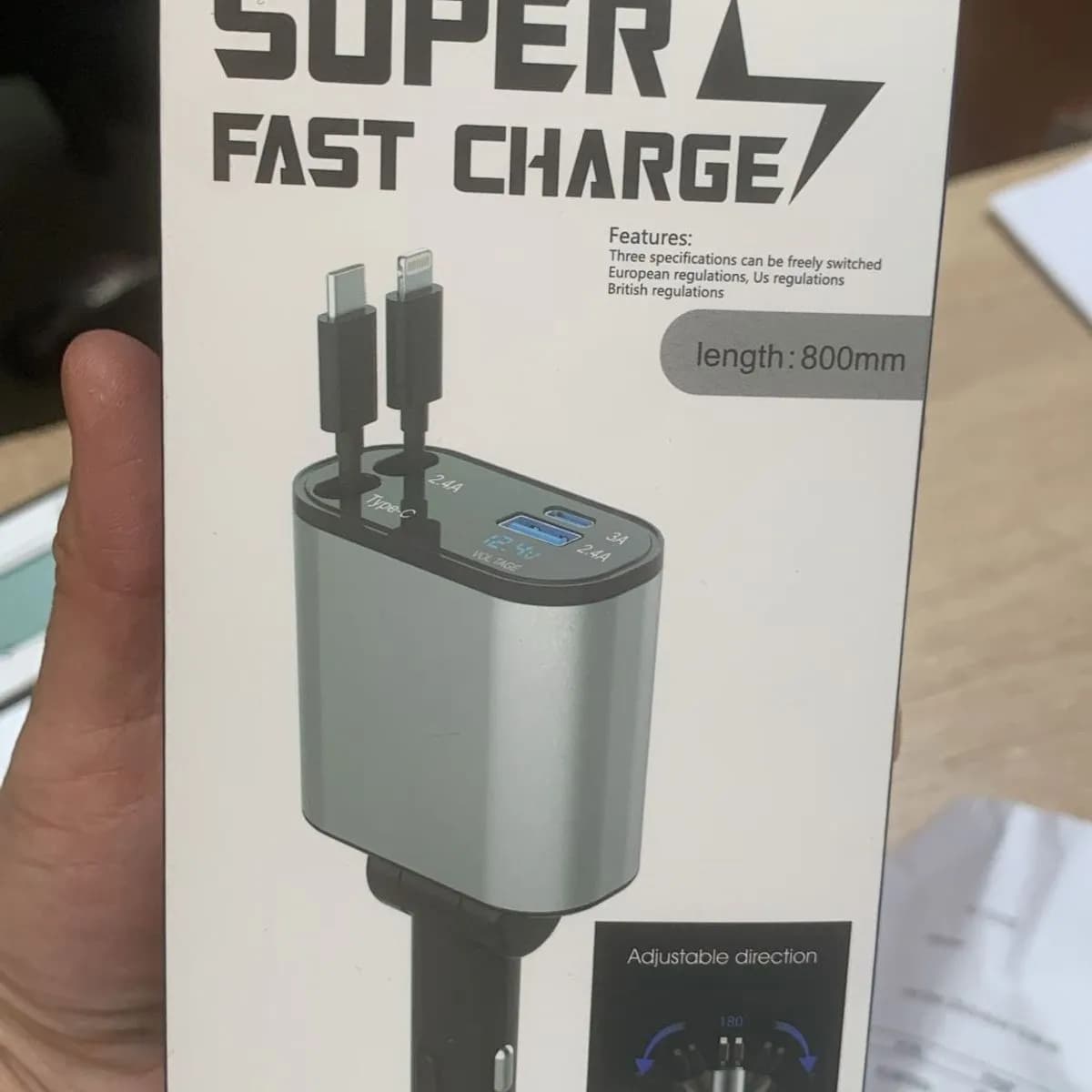 Ładowarka samochodowa Super Fast Charge 4in1 120W Retractable 800mm