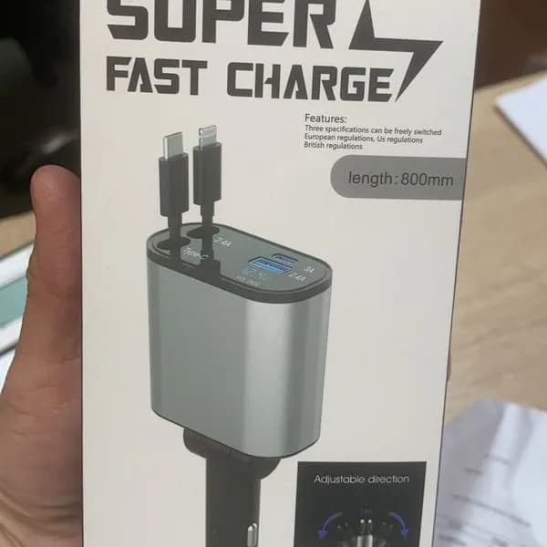 Ładowarka samochodowa Super Fast Charge 4in1 120W Retractable 800mm