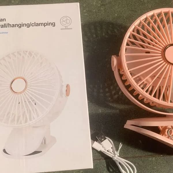 Przenośny wentylator Portable Small Fan z klipsem, różowy